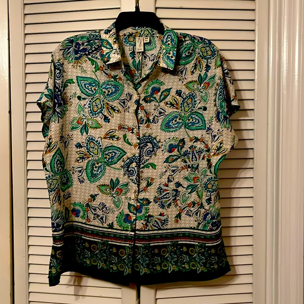 100% rayon loose fitting lightweight blouse